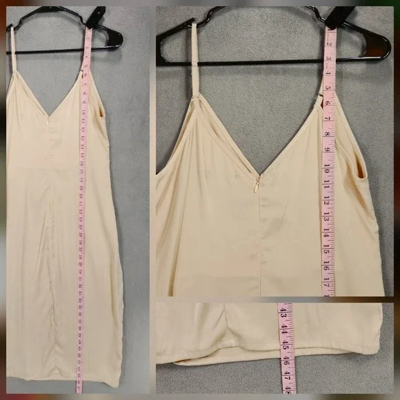 Nasty Gal Slip Dress 8 Wrap Drape Midi Spaghetti Front Knot‎ Oyster Cream NEW - Picture 7 of 12